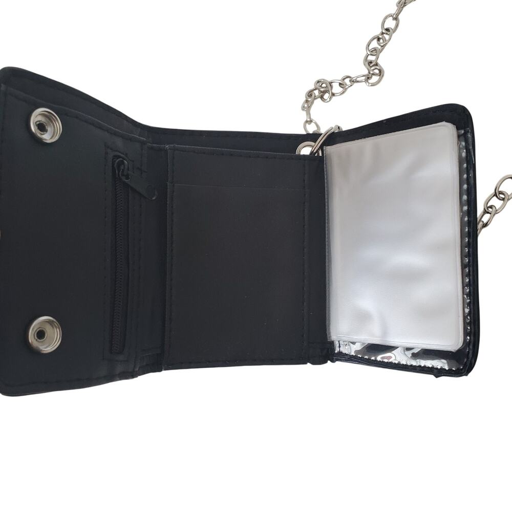 Unbranded Chain Wallet Men's Black & Silver Faux Leather Two Snaps Rocker Biker - Picture 3 of 9